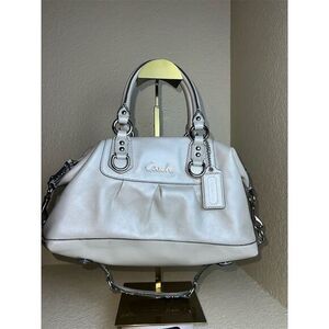 Coach Ashley Pearlescent/Ivory Leather Convertible Satchel Shoulder Bag